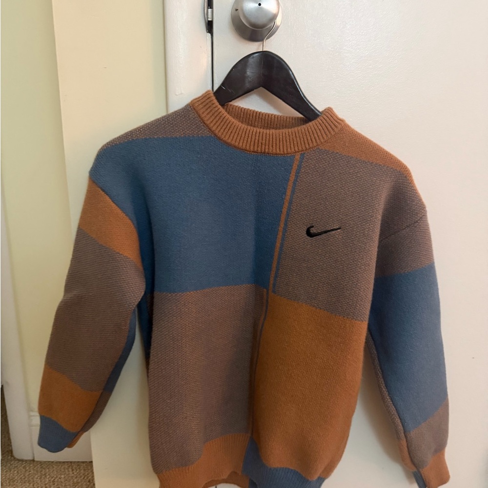 Nike Men's Crewneck Sweater - Blue and Brown